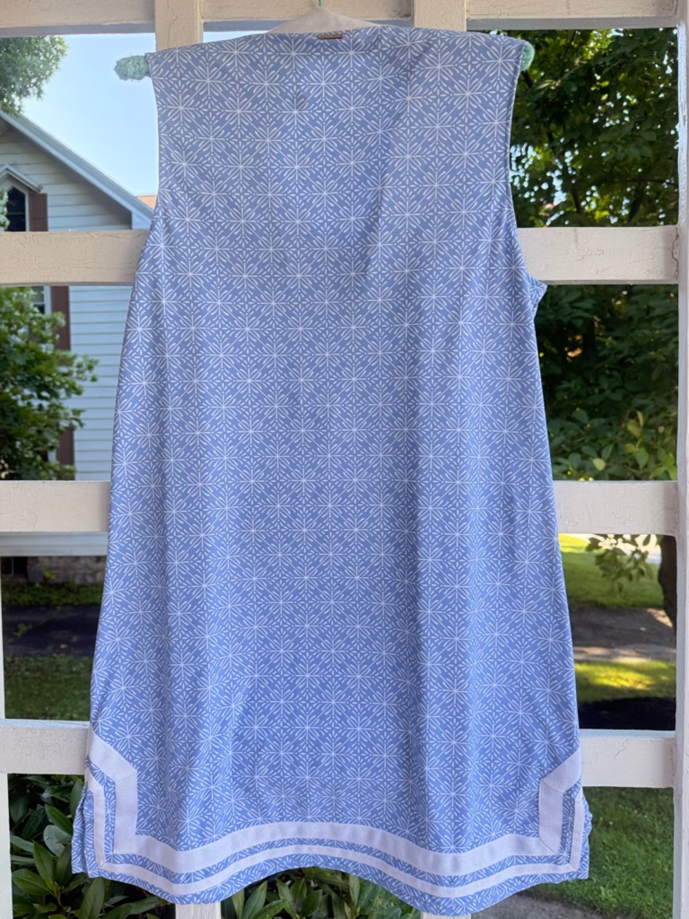 Cabana Life Light Blue & White Sleeveless V-Notch Midi Dress - Picture 7 of 12
